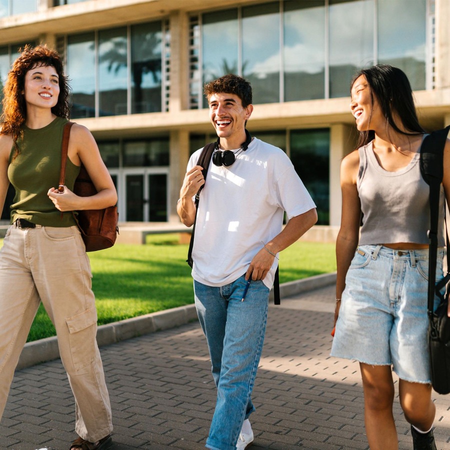 students walking