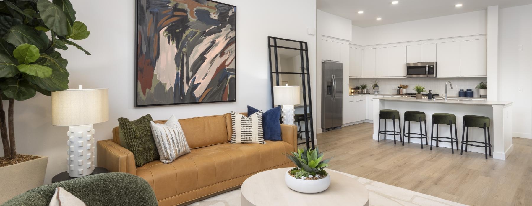 a living room with a couch and a coffee table
